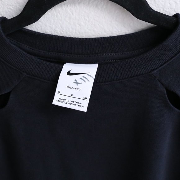 NIKE Women Cutout Crop Black Long Sleeve Sweatshirt S - Picture 14 of 17